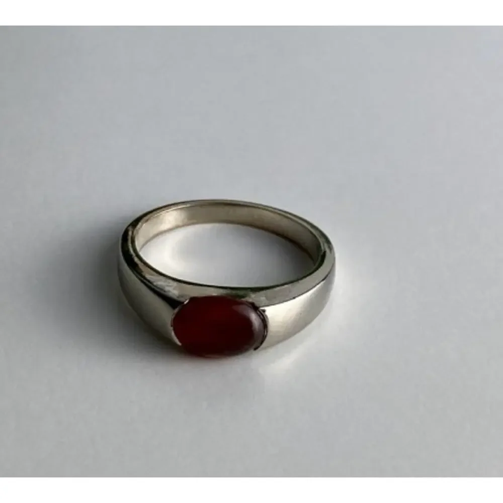 Vintage 925 Sterling Silver Agate Ring Size 7.25
